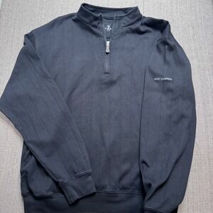 Fairway & Greene Mens Black Pima Cotton 1/4 Zip Pullover 2007 Campeon Vaquero L
